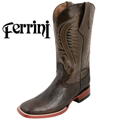 Men's Chocolate Ferrini Lizard Boots