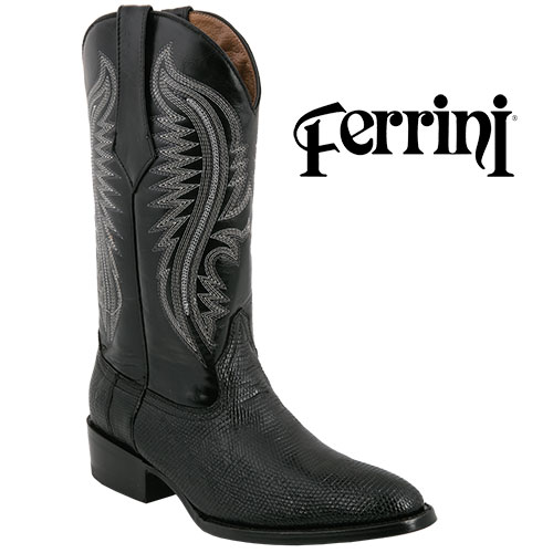 Men's Black Ferrini Lizard Boots