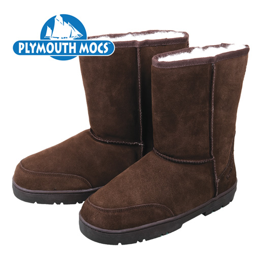Plymouth Mocs Men's Dark Brown Leather Moccasin Boots