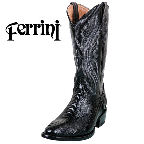 Ferrini Men's Black Ostrich Boots