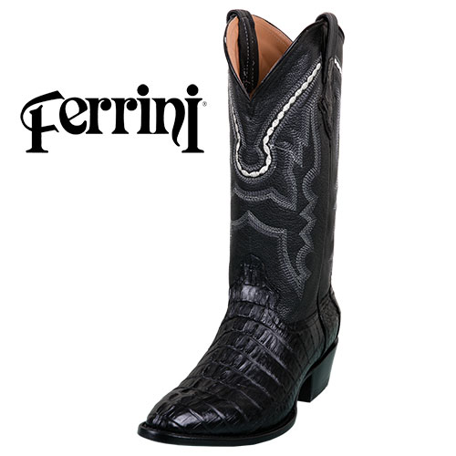 Ferrini Men's Black Caiman Tail Cut Boots