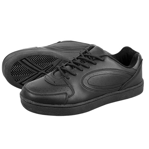 Men's Black Leather Lace-Up Sneakers