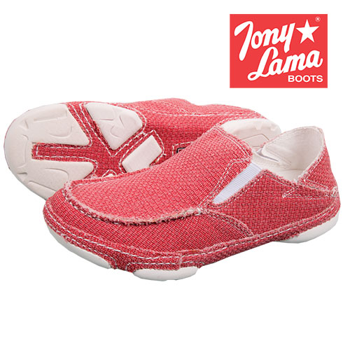 Tony Lama Women's Red Canvas Slip-On Shoes