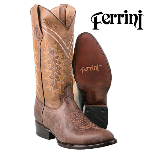 Ferrini Men's Chocolate Kangaroo R-Toe Boots