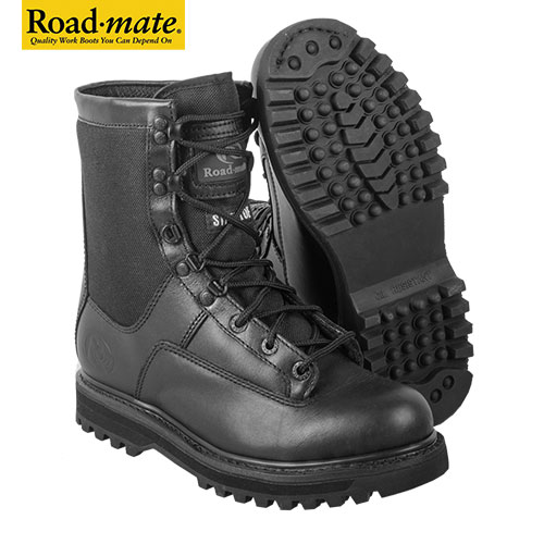 Roadmate Men's Full Grain Leather Black 8 Inch Cordura Tactical Boots