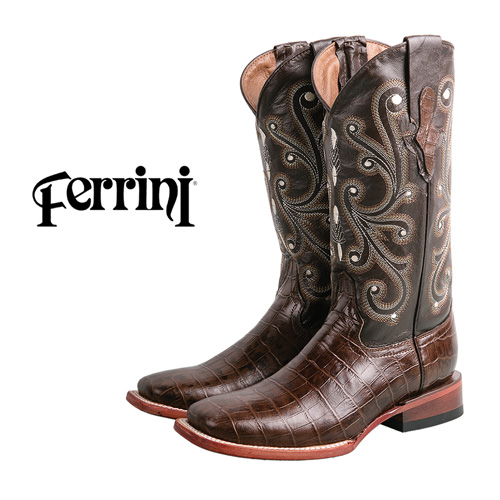 Ferrini Women's Chocolate Brown Gator Boots
