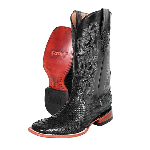 Ferrini Men's Black 13 Inch Python Cowboy Boots