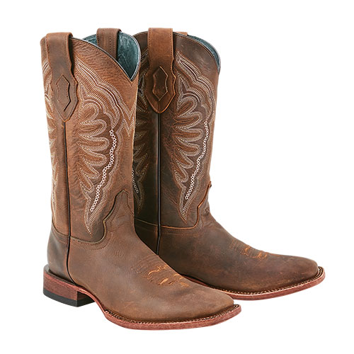 Ferrini Vaquero Cowhide Western Boots - Brown