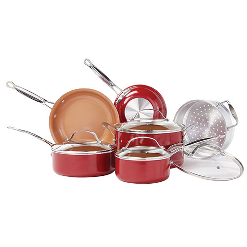 Red Copper Non-Stick 10 Piece Pan Set