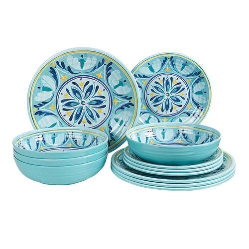 Medallion 12 Piece Melamine Dinnerware Set