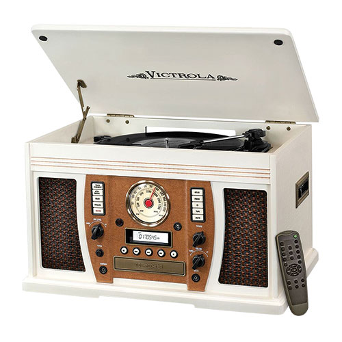 Victrola 7-In-1 White Music System
