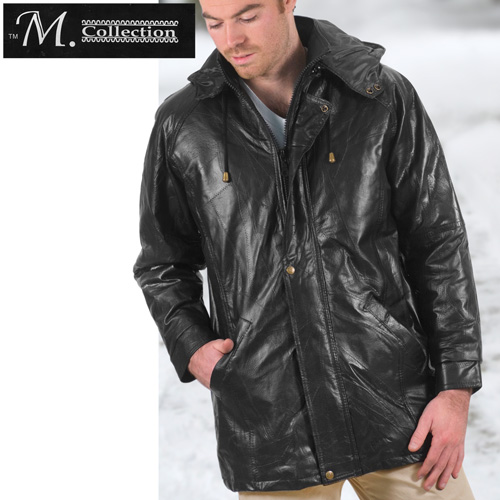 Patchwork Leather Hooded Coat
