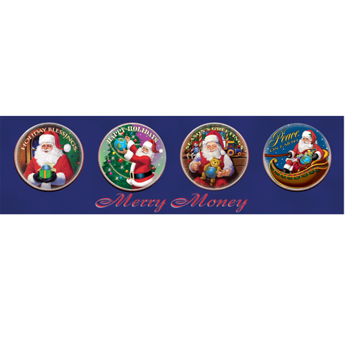 Gold-Layered JFK Half Dollar Santa Coins