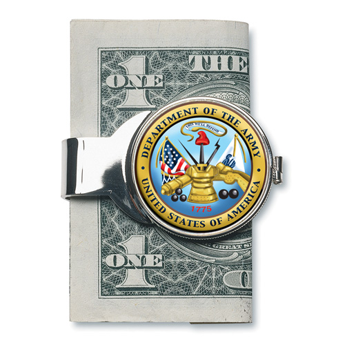 Silver-toned Moneyclip with Army JFK