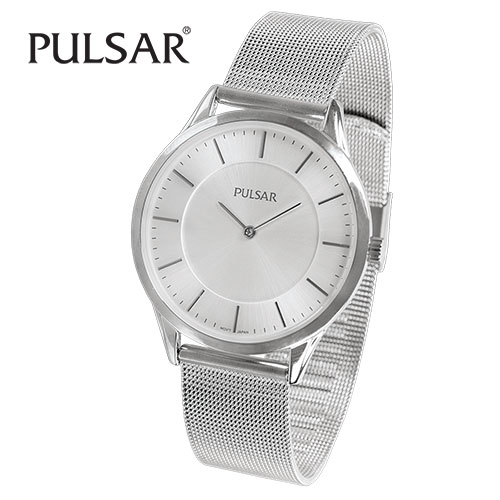 Pulsar PTA514 Men's White Dial Mesh Band Watch