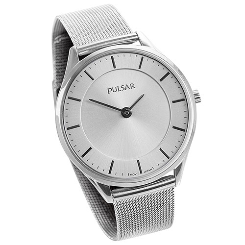Pulsar Ladies White Mesh Watch