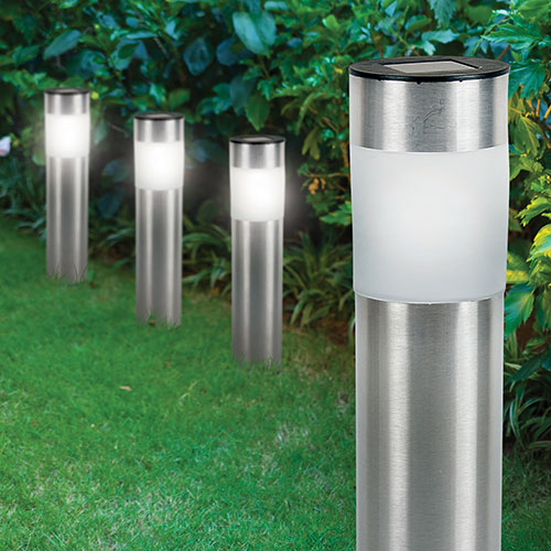 Gardenstar LED Solar Bollard Lights - 4 Pack