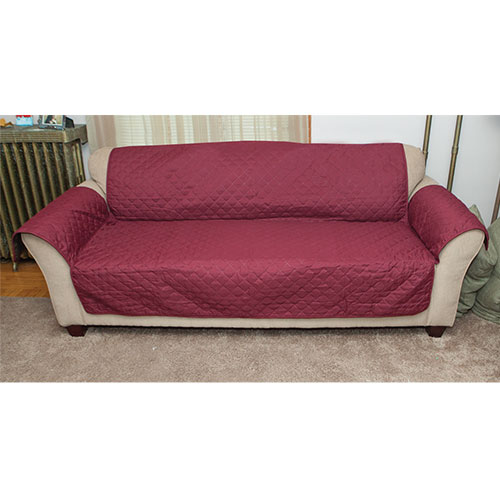 Polyester Burgundy Reverse Sofa Cover