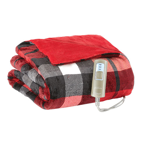 Sunbeam Velveteen Plush Heated Throw