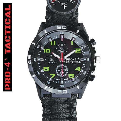 Pro-4 Black Tactical Survival Watch