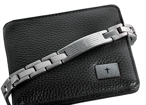 Stainless Steel Lord's Prayer Bracelet & Wallet