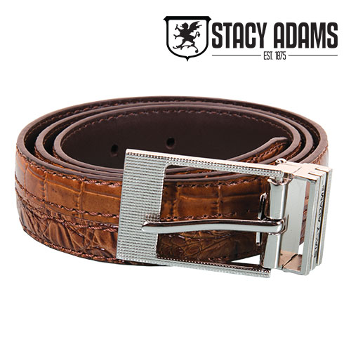 Stacy Adams Men's Cognac Crocodile Belt