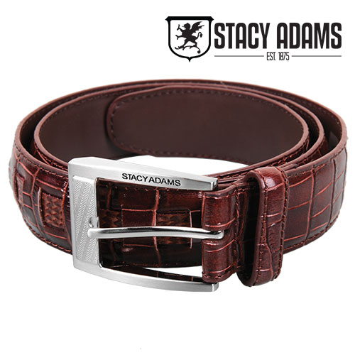 Stacy Adams Men's Burgundy Crocodile Belt