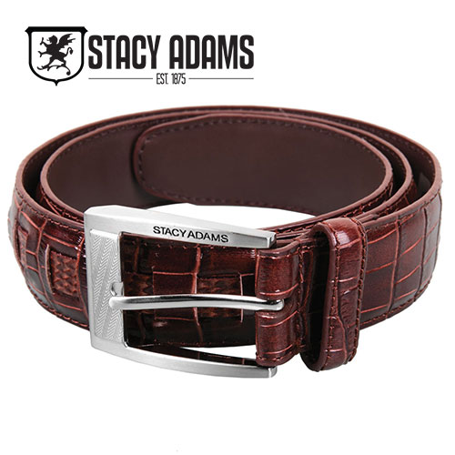Stacy Adams Men's Burgundy Crocodile Belt