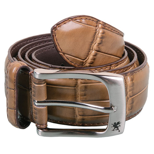 Stacy Adams Men's Cognac Crocodile Print Belt