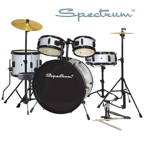 Spectrum 5-Piece Drum Set - Silver