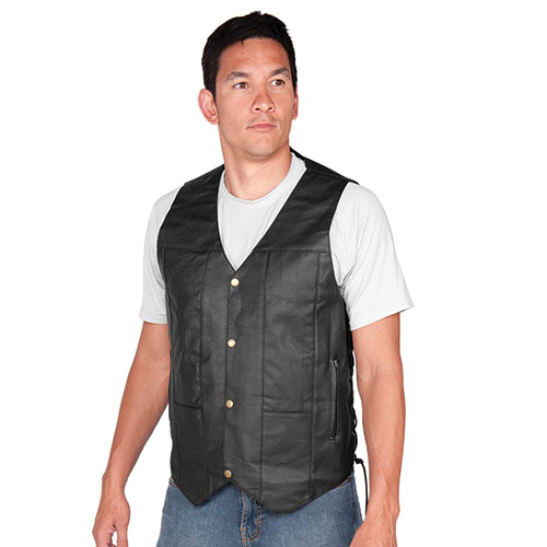 Vance Leathers 10-Pocket V-Neck Leather Vest