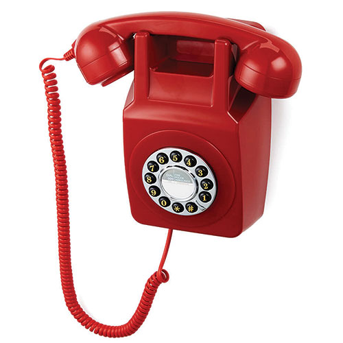 Retro Push-Button Red Wall Phone