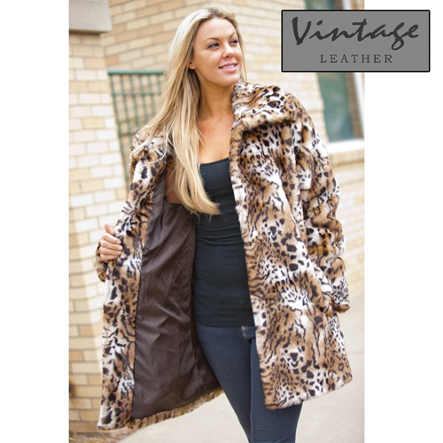 Womens Faux Leopard Coat