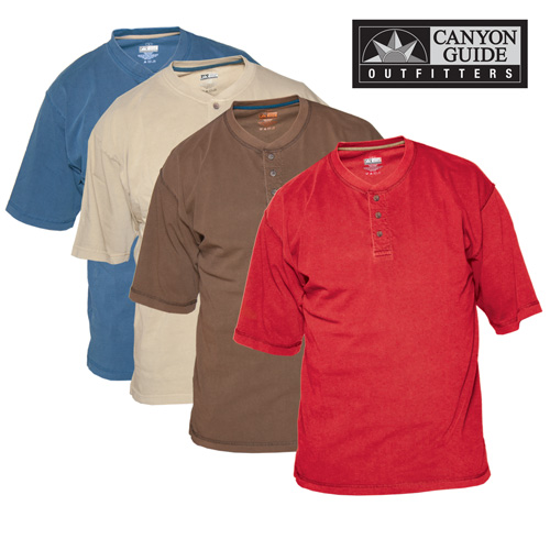 Henley Style Short Sleeve Shirts - 4 Pack