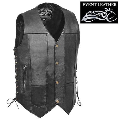 10-Pocket Leather Motorcycle Vest