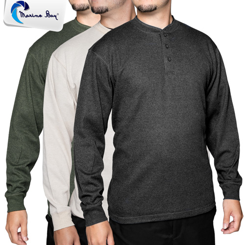 Marino Bay Men's Henley Shirts - 3 Pack