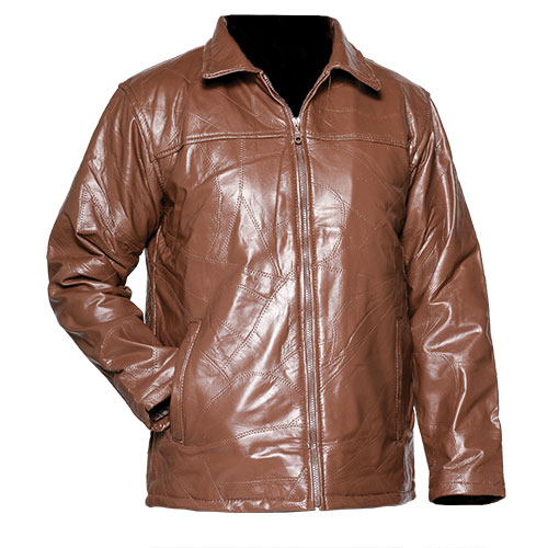 Men's Patch Leather Coat