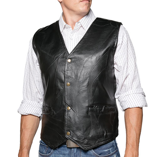 Black Patch Leather Vest