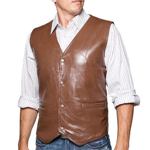 Brown Patch Leather Vest