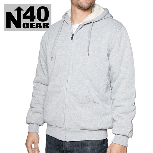 Men's Grey Sherpa Lined Hoodie