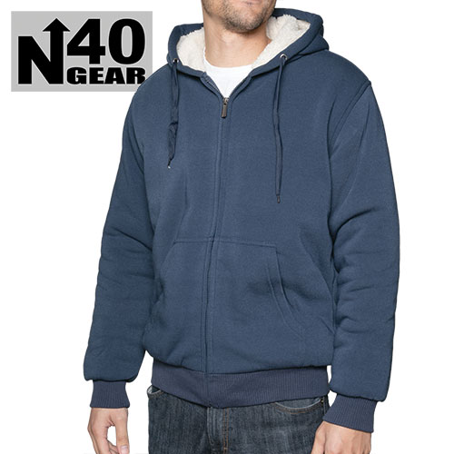 Men's Navy Sherpa Lined Hoodie