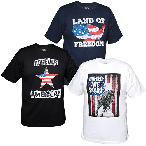 Men's Patriotic T-Shirts - 3 Pack