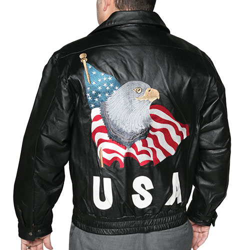 Leather World Men's USA Bomber Jacket