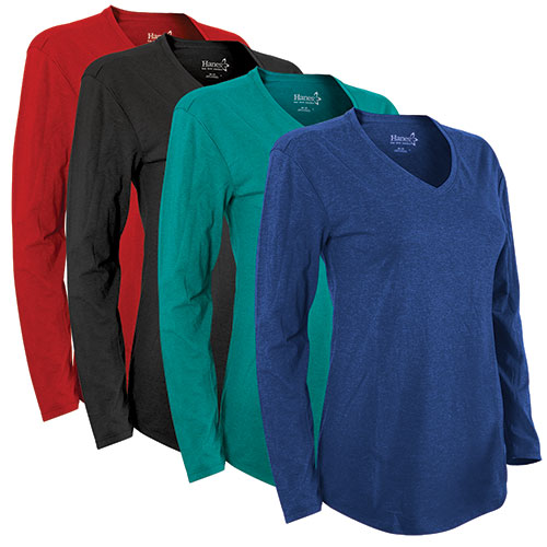 Hanes Women's Long Sleeve V-Neck Shirts