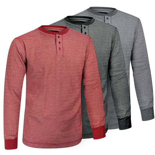 Fourcast Long Sleeve Men's Thermal Henley's - 3 Pack