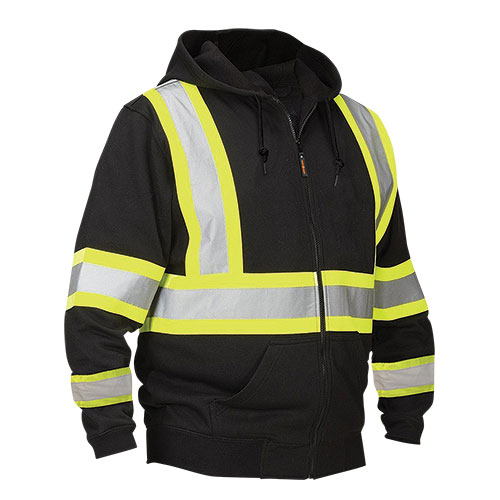 Work Ready Black Hi-Viz Stripe Hoody