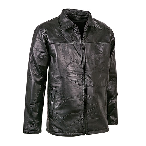 M. Collection Black Patch Leather Driving Coat