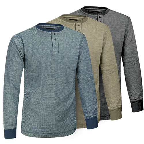 Fourcast Men's Thermal Henley Shirt - 3 Pack