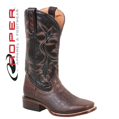 Roper Caiman Print Boots - Black/Brown