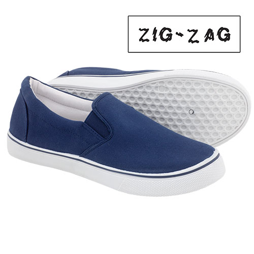Zig-Zag Canvas Slip-Ons - Navy